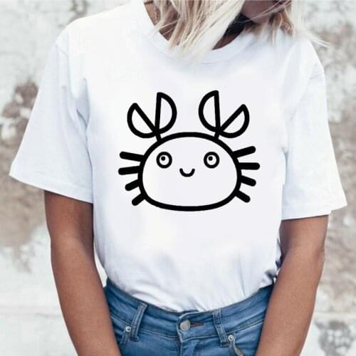 Fashion Little Crab T Shirt Women Lovely Print Short Sleeved O-neck T-shirt Ullzang Tshirt Harajuku Tops Girl T-shirt