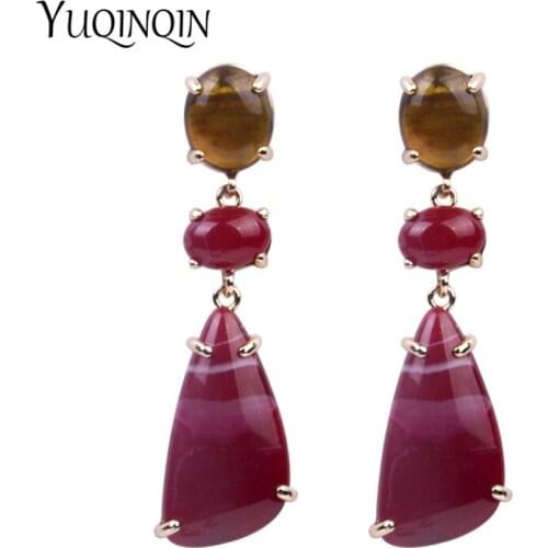 Fashion Resin Acrylic Vintage Drop Earring Metal Big/Long Earrings for Women Party Statement Ethnic Earings Female Red Jewelry