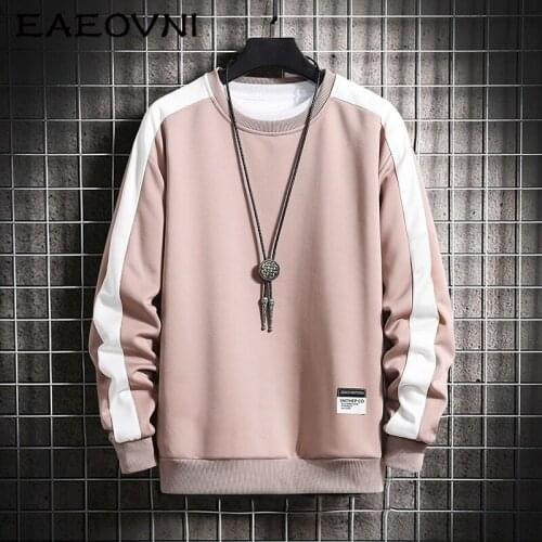 EAEOVNI Mens Casual Sweatshirts Hoodie Fashion Harajuku Sweatshirts Men Streetwear Clothes 2021 Autumn New Basic O-Neck Pullover