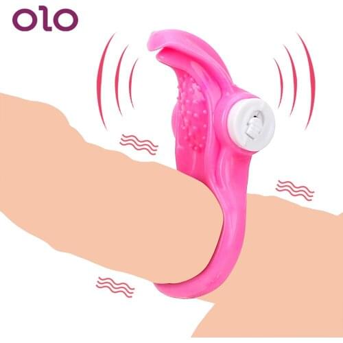 OLO Vibrators Cock Ring Vibrating Penis Rings Delay Ejaculation Male Chastity Device Sex Toys for Men Clitoris Stimulate