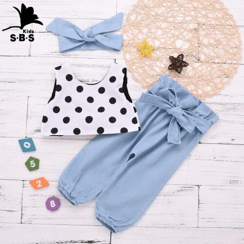 2019 New Arrival Summer Baby Girls Set 3 Piece Set Vest with Bow and Jeans with Accessories Girls Clothes Toddler Girl Clothes
