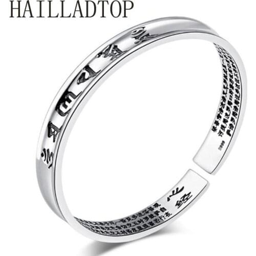 New Fine Bracelet Heart Sutra Vintage Silver Bangles Wholesale Lots Women Men Jewelry Bracelets Bangles Namiwaka Paramita