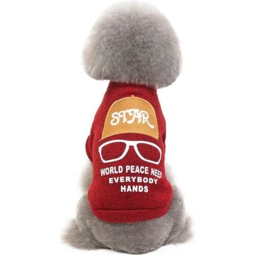 100% Cotton Print Soild Leisure Autumn/Winter Dog Hoodie Dog Jacket Pet Dog Clothing Clothing Supplies Glasses Clothing