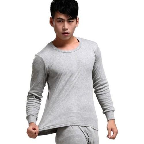 Young Middle-aged Collar Pure Thick Mens Thermal Underwear Set Autumn And Winter Super With Thickening