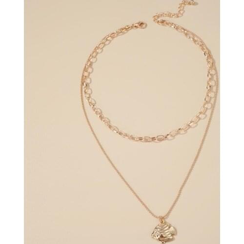 Cute Gold Metal Chain Fish Pendant Necklaces for Women Girl Multilayers Geometric Choker Necklace Party Jewelry Gift