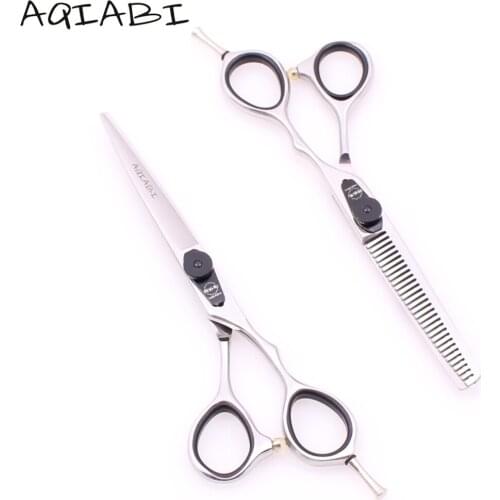 Hairdressing Scissors 5.5" A9015 440C Shiny Hair Cutting Scissors Barber Thinning Shears Professional Hair Scissors Finger Rest