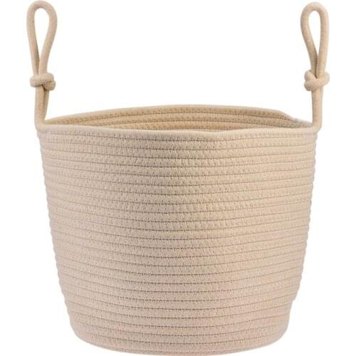 Woven Cotton Basket Hanging Sundries Toy Storage Bags Mini Desktop Organizers Small Portable Wall Hanging Bag Home Decoration