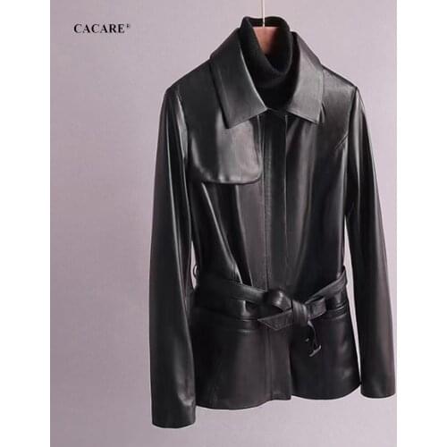 SALE Womens Winter Real Sheepskin Coat Natural Leather Down Jacket Female Coats F0083 Black Green M-2XL Fast Shipping