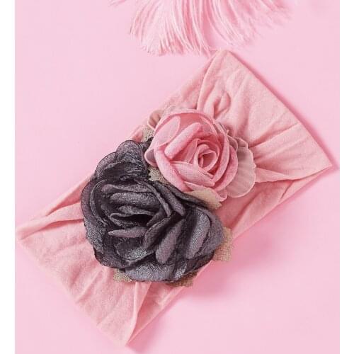 Toddler Girls Kid Baby Bow Hairband Elastic Headband Double 3D Flower Stretch Turban Flower Head Wrap Princess Hair Accessories