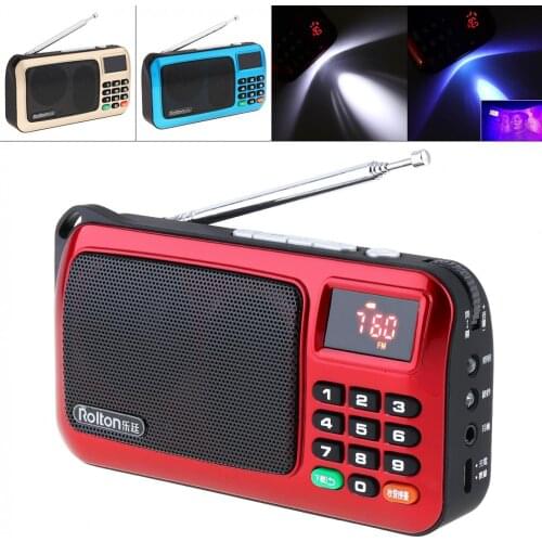 Rolton W405 TF Card USB Mini FM Elder Radio Speaker with LCD Display MP3 Music Player / Torch Lamp / Verify for PC / Earphone