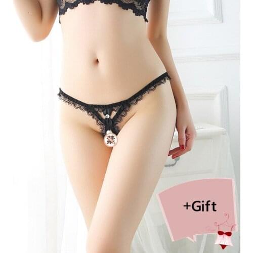 Sexy Temptation Lace Pearl Private Underwear Thong Panties G-String embroidered Allure Panties Erotic For Women Body Jewelry