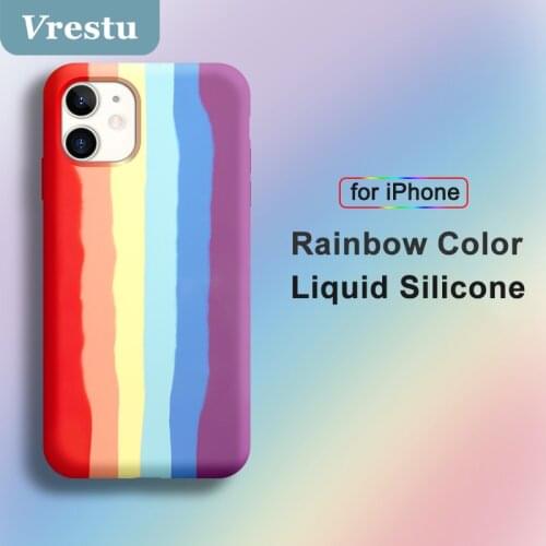 Silicone Case for iPhone12 Mini 11 Pro Max X XR XS Max Celulares Back Capa Anti-Dust Protective Soft Silica Gel Rainbow Capinhas