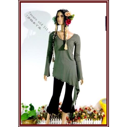 Belly Dance Top Modal With Small Horn Sleeve Wear Yoga Tribal Fusion HHK01 02