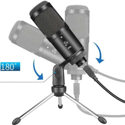 USB Condenser Microphone Desktop Cardioid Mic For Home PC Recording Broadcasting