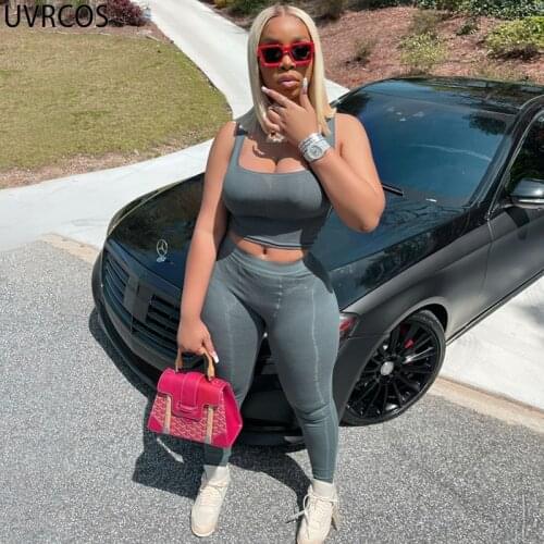 UVRCOS Fitness Clothing Two Piece Set With Together Of 2 Pieces For Women 2021Summer New Arrival Vest+Long Pant Sport Activewear