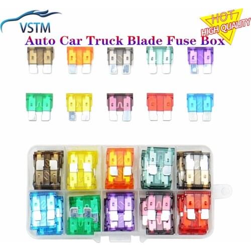 High Quality Profile Medium Size Blade Type Car Fuse Assortment Set Auto Car Truck 2.5/3/5/7.5/10/15/20/25/30/35A with Box Clip