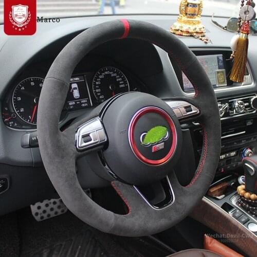 For Audi S3 S5 S7 A5 A5 A7 S6 Audi TT R8 Q3 Q5 Q6 Q7 Real Alcantara suede steering wheel cover grip interior Car accessories