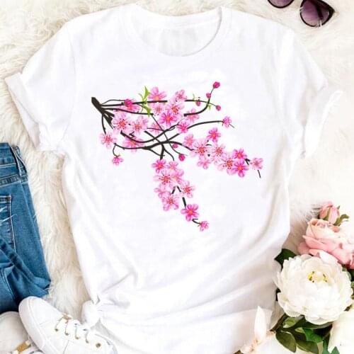 Women Summer Flower Watercolor Floral 90s Ladies Cartoon Female Tshirts Fashion Clothes Graphic T Top Lady Print Tee T-Shirt