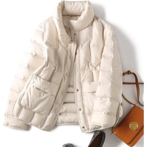 LY VAREY LIN Winter Women 90% Duck Down Fit Coat Casual Light Feather Jacket Single Breasted Warm Parker Solid Color Outwear
