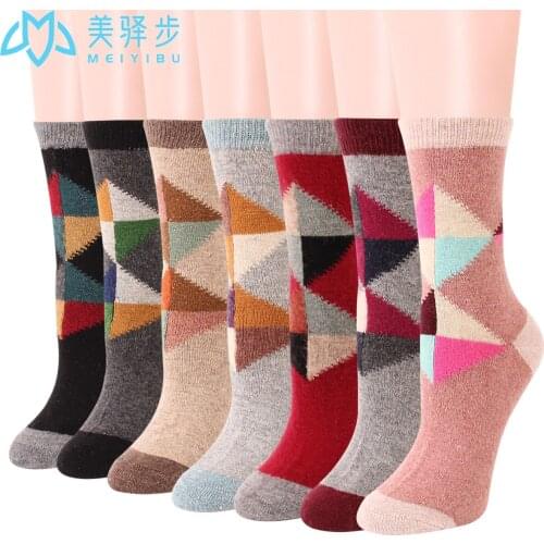 12 Pairs Per Set Warm and Retro Wool Socks Winter Womens Thickened Wool Socks