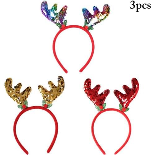 3Pcs/Set Christmas Headband Novelty Cute Antler Decor Headband Party Dress Up Hair Hoop Hair Accessories For Christmas