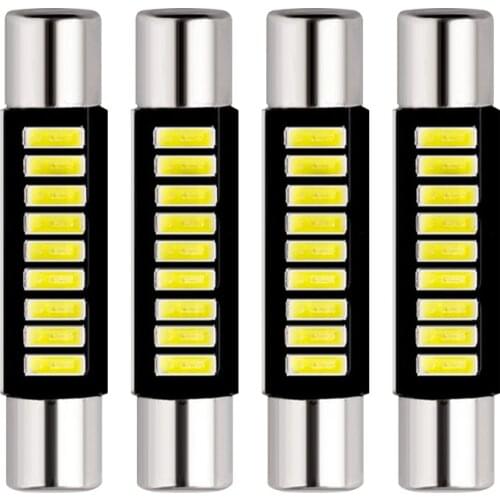 4pcs 29mm 31mm Festoon LED 4014 9SMD Fuse LED Light Fuse Vanity Mirror Light Bulb Car Interior Reading Dome Lights white 12V
