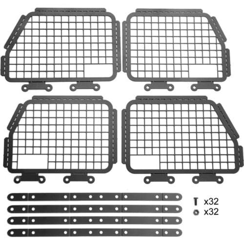 4pcs Metal Foldable Car Window Protective Net For 1/10 Rc Crawler Car Defender Traxxas Trx4 TRX-4 Window Guard Net Guardrai