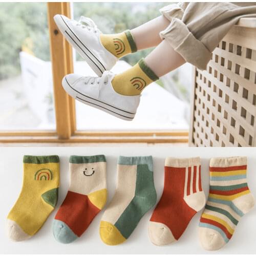 5 Pairs/Lot Winter Kids Socks Cute Cartoon Autumn Baby Boys Girls Toddler Socks Soft Cotton Children Socks 1 To 12 Yrs