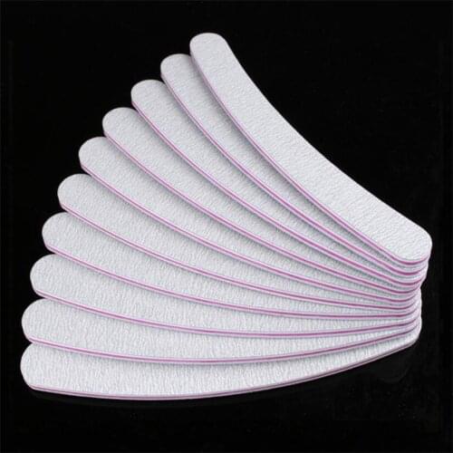 5pc/50Pcs 100/180 Nail Art Sanding Sandpaper Nail Washable Nail File Semilune Banana Buffing Curved Professional Manicure Tools