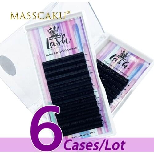 6case/lot Fast shipping 12 lines ellipse eyelash extension c/d curl split tips natural super soft high quality faux cils