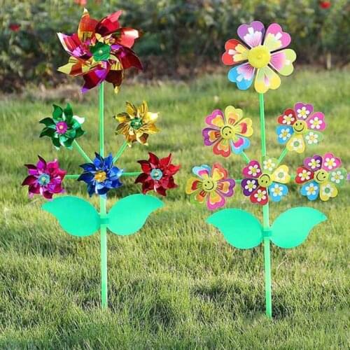 6 Wheel Cartoon Windmill Toys Whirligig Wind Spinner Pinwheel Yard Garden Decor 425F
