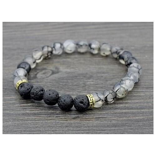 8mm jh34 adjusted Charm Black dragon bead black volcanic lava Bracelet Stone bead essential oils diffuser women