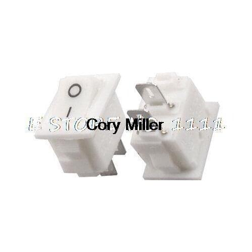 AC 250V 3A On/Off SPST Mini Boat Rocker Switch 2 Solder Lug Pin White