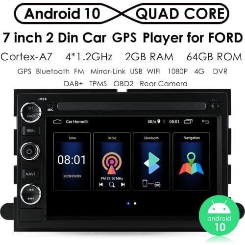 Android 10 2G+64G CarPlay Car Radio Multimedia Video Player Auto Stereo GPS For Ford F150 Focus E150 E250 2din dvd Navigation 4G