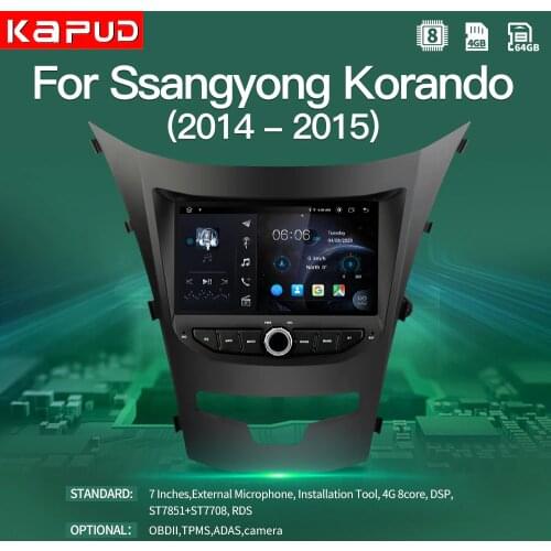 Kapud Android 10.0 Auto Radio Car Stereo Multimedia Player For Ssangyong Korando 2014-2015 GPS Navigation 4G Wifi DSP No DVD