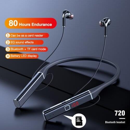 EARDECO 80 Hours Endurance Bluetooth Headphone Heavy Bass Wireless Headphones Sport Stereo Neck Headset with Microphone Magnetic