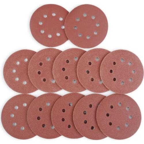100pcs 125mm 5" Hook Loop Sanding Paper 40/60/80/100/120/150/180/240/320/400-3000 Grit Sander Disc Abrasives for Polish Machine