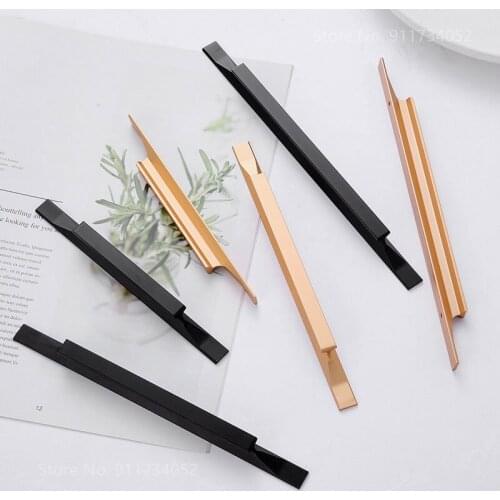 American Style Black Cabinet Handles Gold Solid Aluminum Alloy Kitchen Cupboard Pulls Drawer Knobs Furniture Handle Hardware