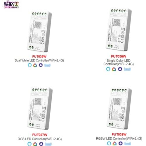 DC12-24V Miboxer 2.4GHz Dual White Single Color RGB RGBW RGB+CCT LED 2.4G WIFI Controller Remote Dimming Music APP Voice Control