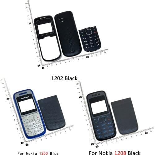 For Nokia 1202 1200 1208 Housing Front Faceplate Frame Cover Case+Back cover/battery door cover+Keypad