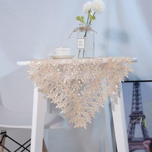 Classic American Design Embroidered Transparent Volie Coffee Color Table Runner For Wedding Party Banquet Decoration
