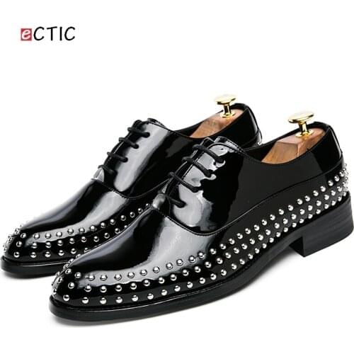 Мужские лакированные туфли ECTIC China At AliExpress