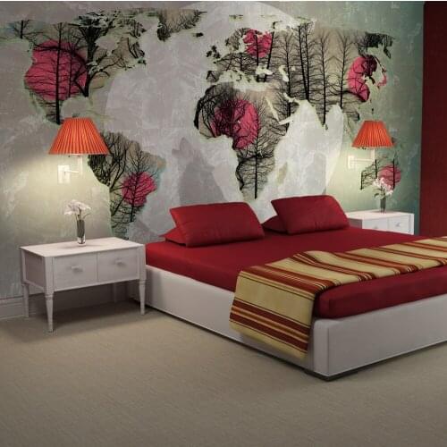 Wall mural-Map of the World - Howling to the moon - 450x270 cm