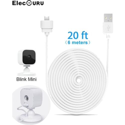 20ft/6m Power Cable for Blink Mini Home Security Camera USB Charging Cable Blink Mini Special Power Cord Extra-long Cable White