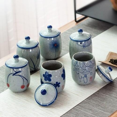 Ceramic Japanese Blue and White Porcelain Tea Set Hand-painted Cup Tea Bowl Retro Single Master Cup Large Tea Cup 180ml