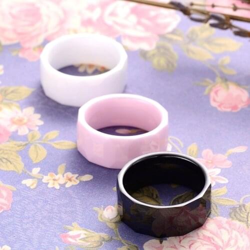 Classic Design Black White Pink Geometric Ceramic Ring For Men And Women Top Quality Jewelry Rings Wedding Anniversary Best Gift