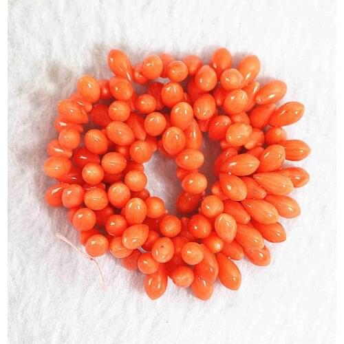 Reddish Orange Natural Coral 5x10mm Horizontal Hole Rice Diy Loose Beads Elegant Fashion Hot Sale Jewelry 15inch B659