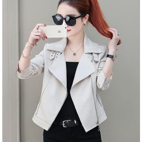 2020 Women Spring Autumn Faux Suede Leather Jackets Lady Matte Motorcycle Coats Fashion Biker Zippers Street Jacket Outwear