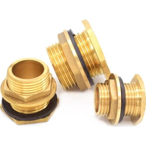 Brass Water Tank Connector 1/2" 3/4" 1" BSP Threaded Male Pipe Plumbing Fittings Bulkhead Nut Jointer