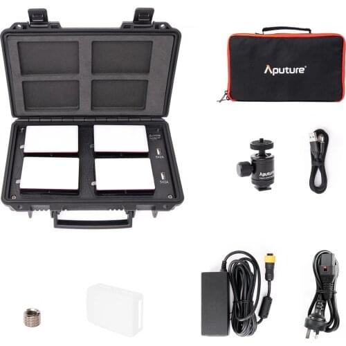 Aputure MC 4-Light Travel Kit RGBWW film light Full HSI Color Control 3200K-6500K CCT Control mini RGB light with charging case